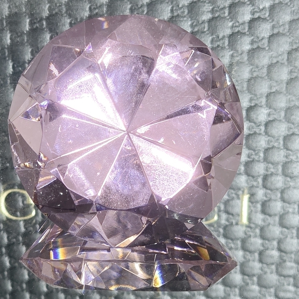 Crystal Pink Cut Glass Diamond Paperweight - Picture 6 of 11
